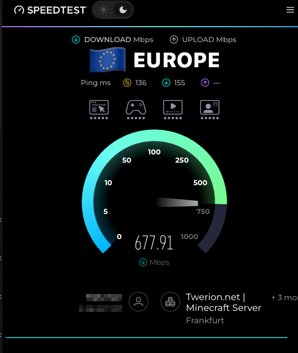 Example Europe server speed test